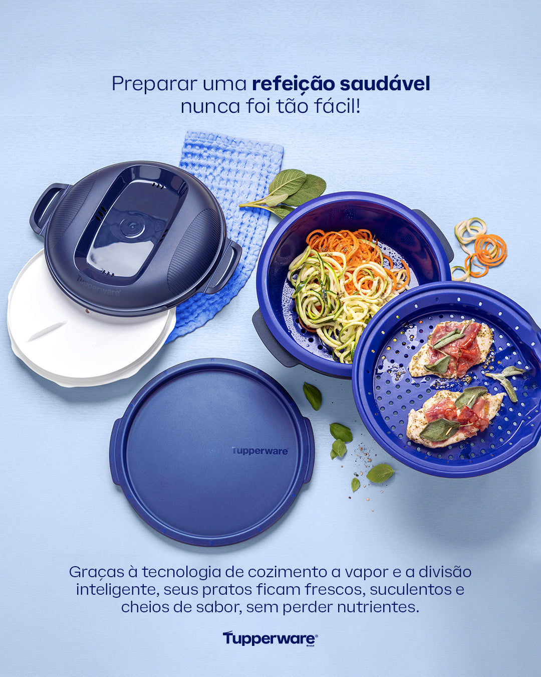 Panela para Micro-Ondas Micro Urban Plus Tupperware 3L Mar Profundo