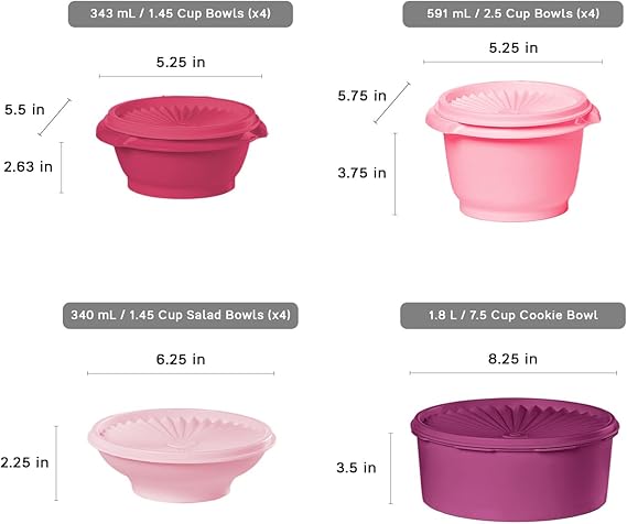 Tupperware Coleção Heritage, Novo Conjunto De 36 Recipientes Para Armazenamento Alimentos Em Rosa Vintage, Laváveis Na Máquina Lavar Louça E Sem Bpa (18 Recipientes, 18 Tampas)