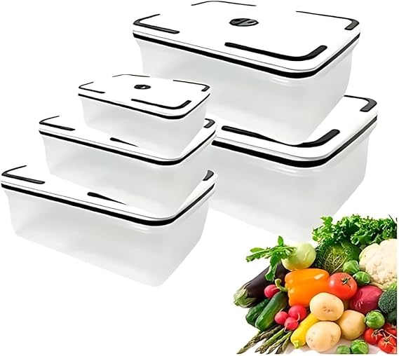 Kit 5 Potes Organizadores Herméticos Retangulares de Plástico – Tampas Transparentes