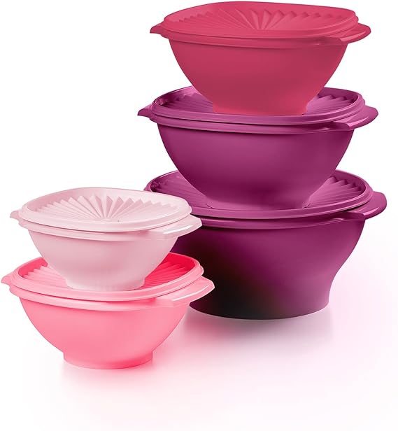 Tupperware Coleção Heritage, Novo Conjunto De 10 Recipientes Para Armazenamento Alimentos Em Rosa Vintage, Laváveis Na Máquina Lavar Louça E Sem Bpa (5 Tigelas, 5 Tampas)