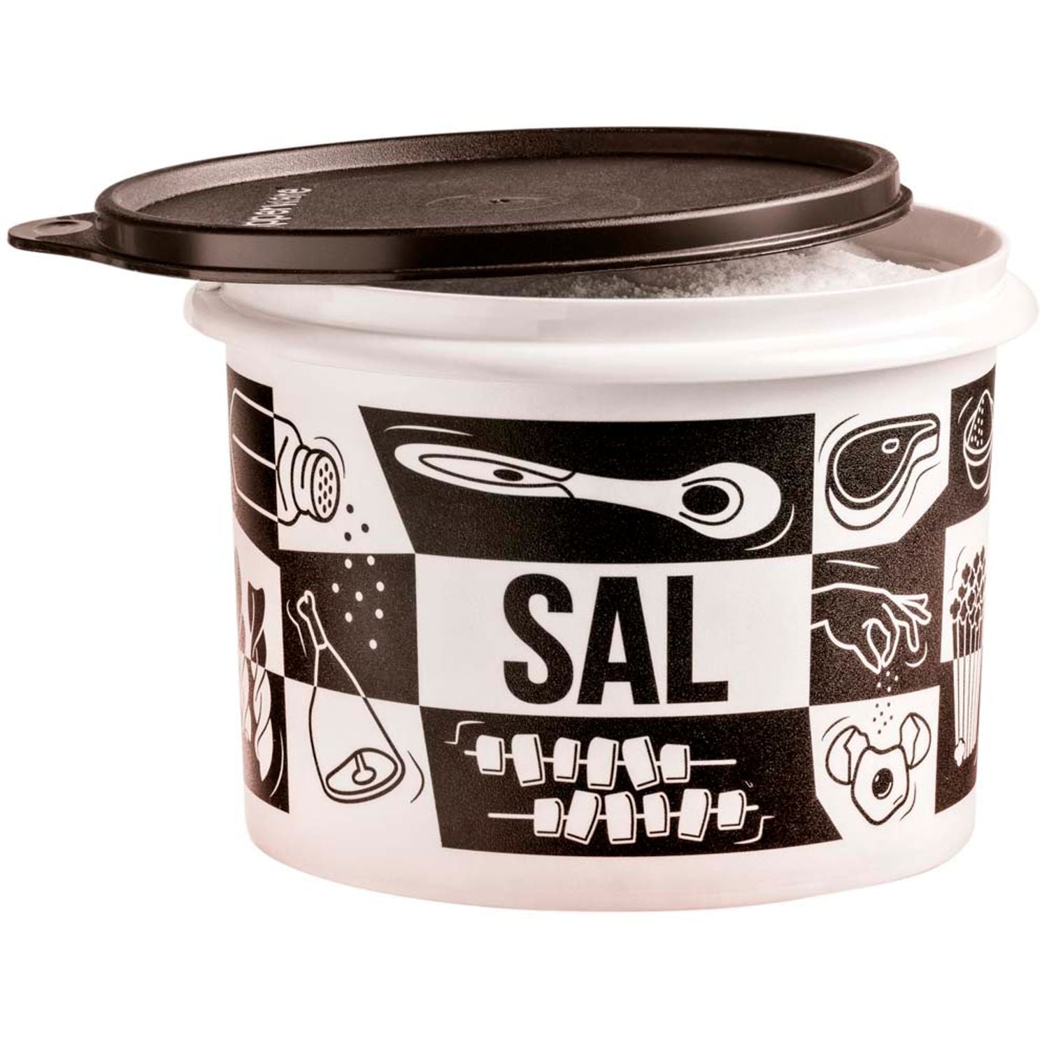 Pote de Sal Tupperware Branco e Preto Pop Box 1,3kg
